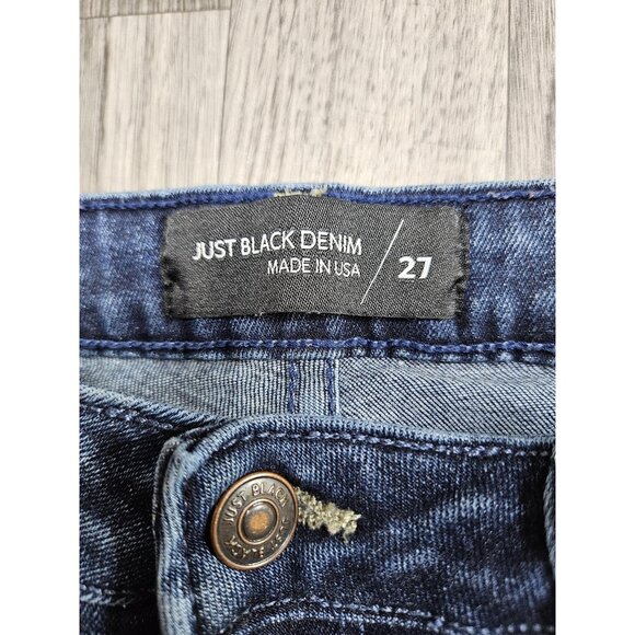 Just Black Denim Jeans Womens 27 Blue Dark Wash Raw Hem Ankle Skinny Made USA - Picture 4 of 12